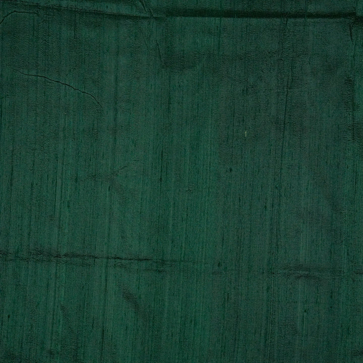 Bottle Green Raw Silk Plain Fabric