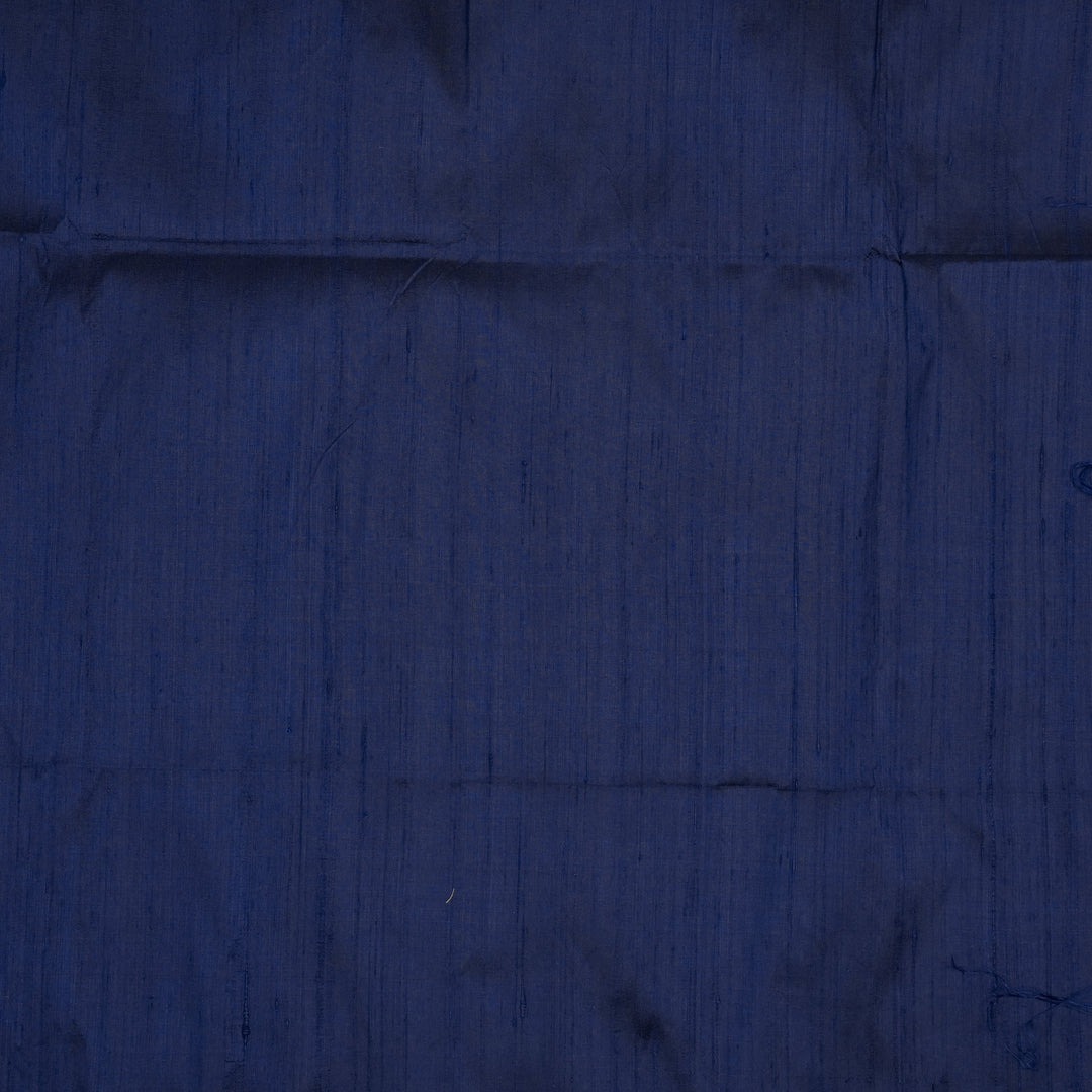 Navy Blue Raw Silk Plain Fabric