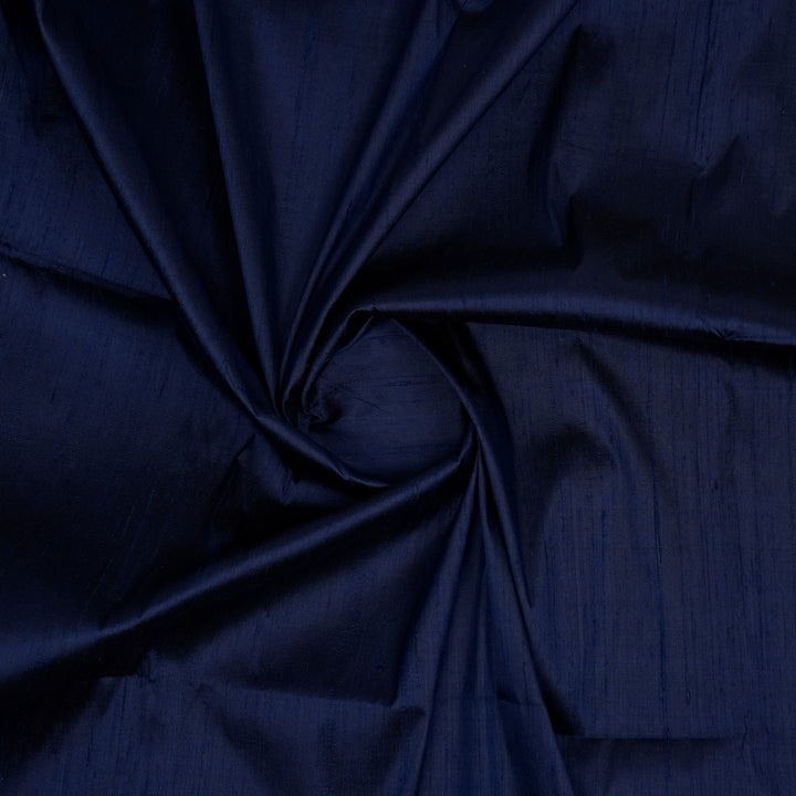 Navy Blue Raw Silk Plain Fabric