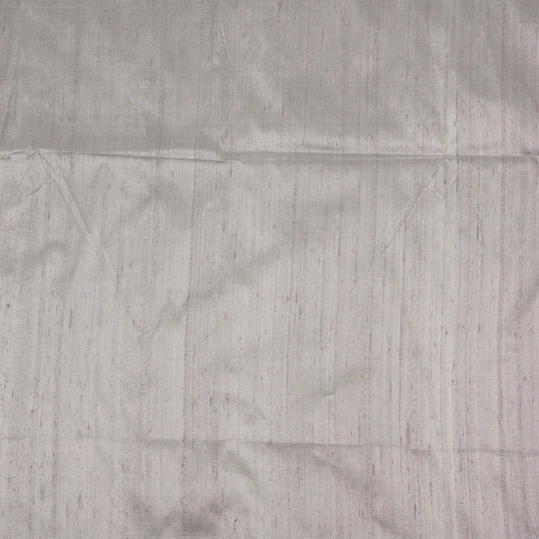 Silver Grey Raw Silk Plain Fabric