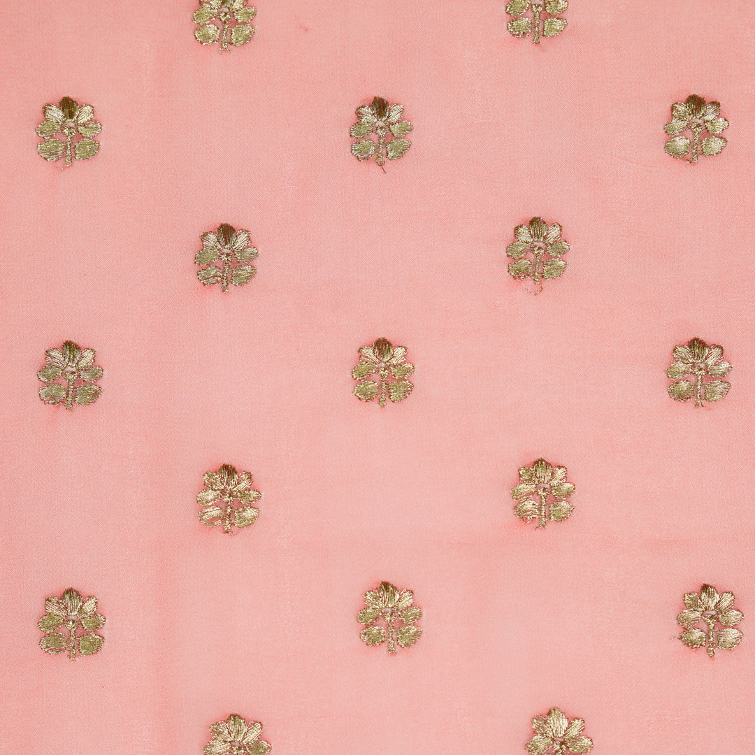 Luma Buti on Light Gajari Semi Georgette Embroidered Fabric