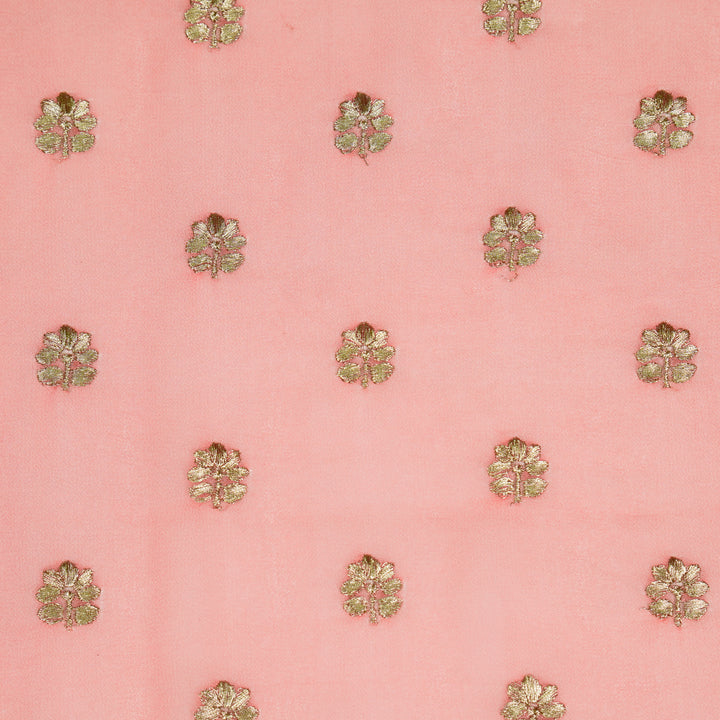 Luma Buti on Light Gajari Semi Georgette Embroidered Fabric