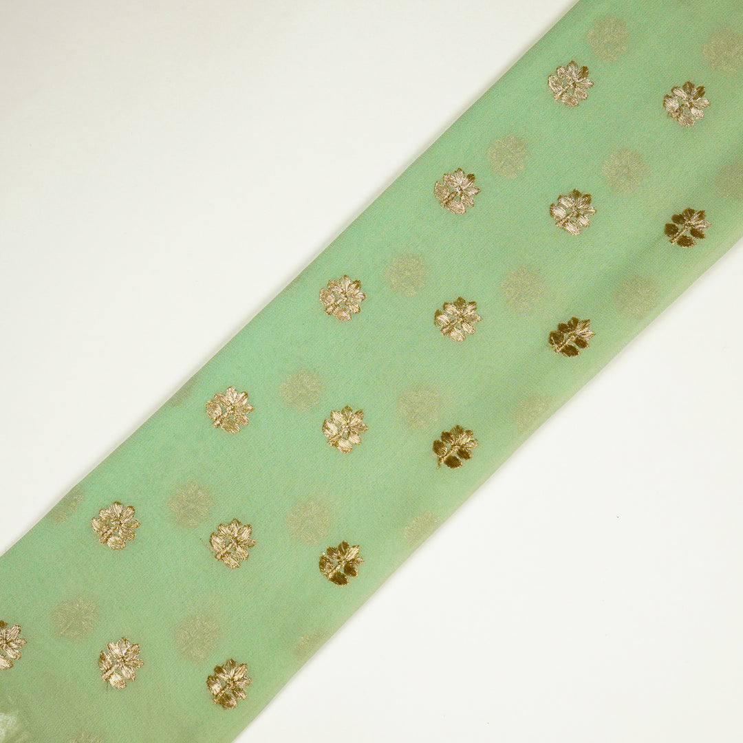 Luma Buti on Sea Green Semi Georgette Embroidered Fabric