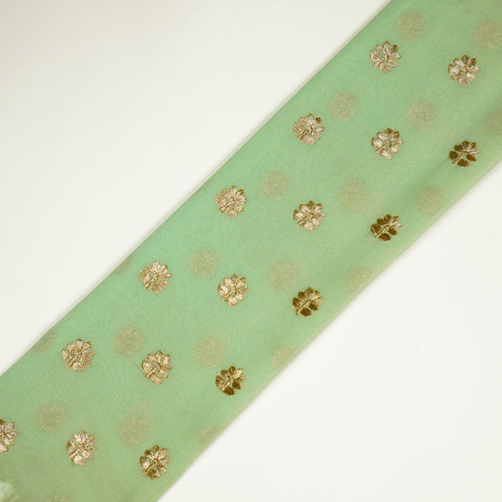 Luma Buti on Sea Green Semi Georgette Embroidered Fabric