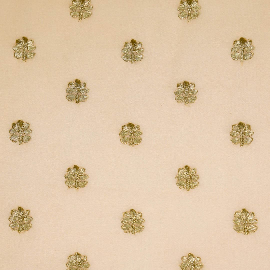 Luma Buti on Light Peach Semi Georgette Embroidered Fabric