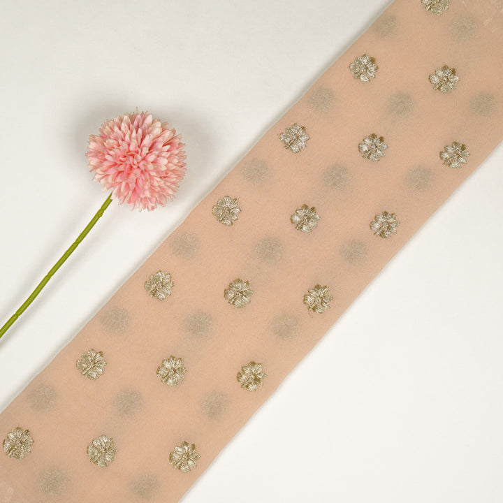 Luma Buti on Light Peach Semi Georgette Embroidered Fabric