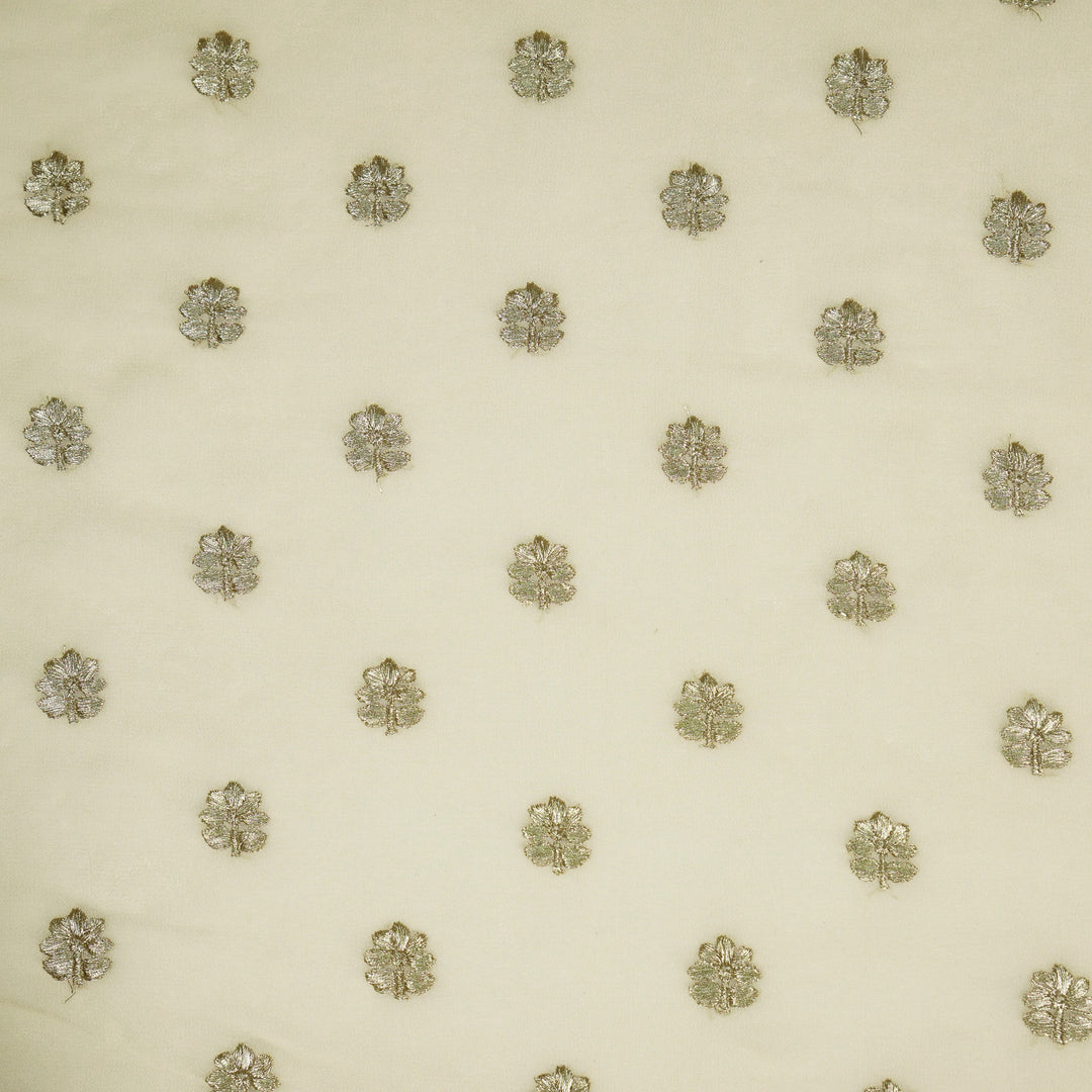Luma Buti on Cream Semi Georgette Embroidered Fabric