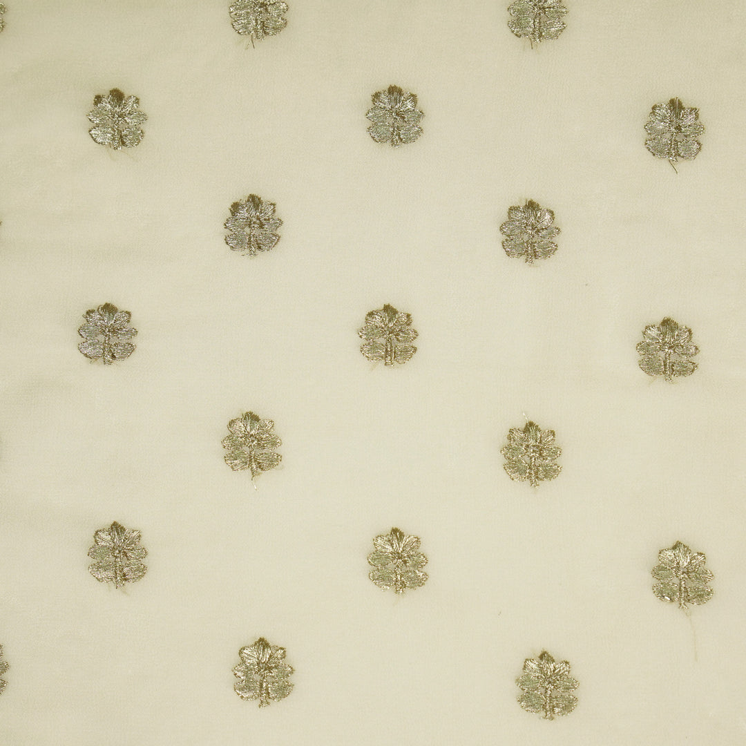 Luma Buti on Cream Semi Georgette Embroidered Fabric