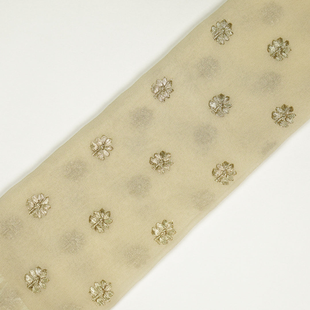 Luma Buti on Cream Semi Georgette Embroidered Fabric
