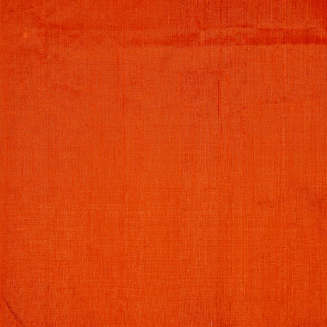 Orange Raw Silk Plain Fabric