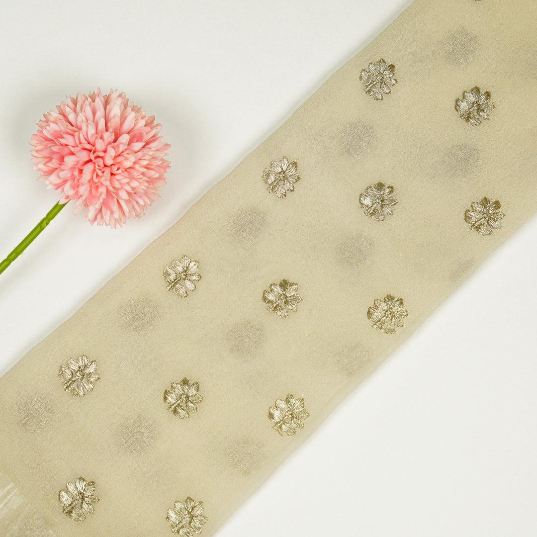 Luma Buti on Cream Semi Georgette Embroidered Fabric