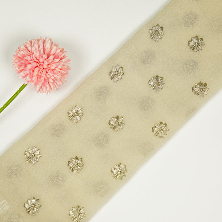 Luma Buti on Cream Semi Georgette Embroidered Fabric