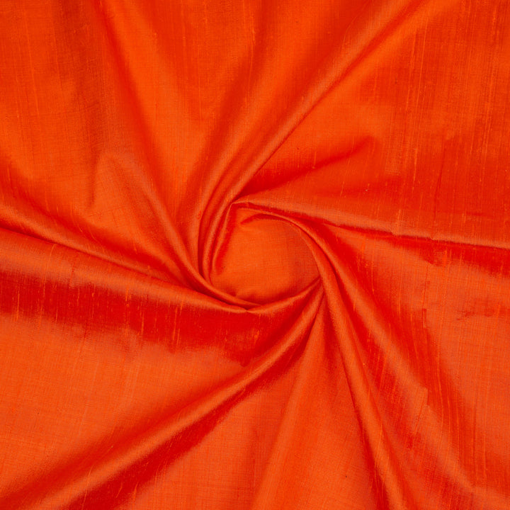 Orange Raw Silk Plain Fabric