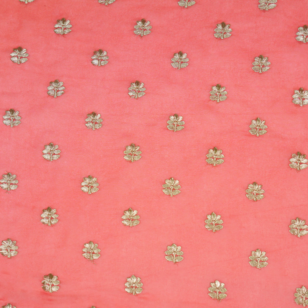 Luma Buti on Tomato Semi Georgette Embroidered Fabric