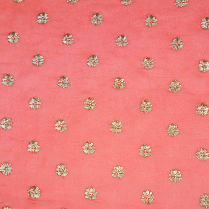 Luma Buti on Tomato Semi Georgette Embroidered Fabric