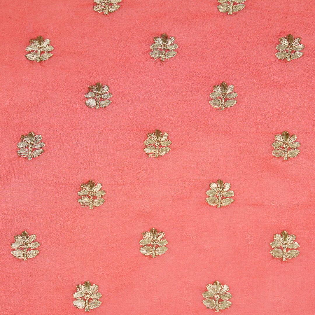 Luma Buti on Tomato Semi Georgette Embroidered Fabric