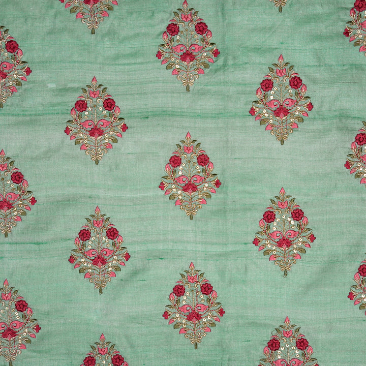 Chaukhamba Buta On Aqua Green Tussar Silk