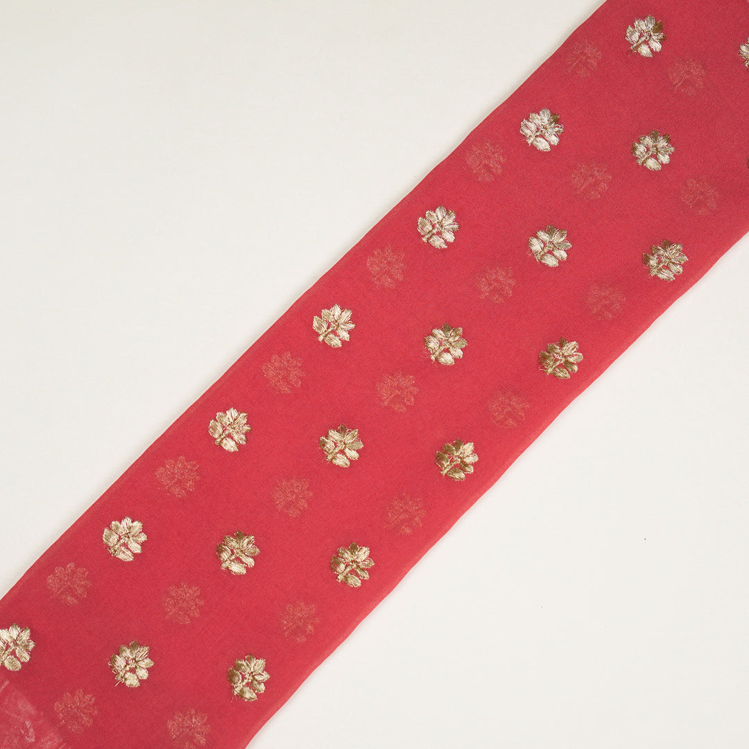 Luma Buti on Tomato Semi Georgette Embroidered Fabric
