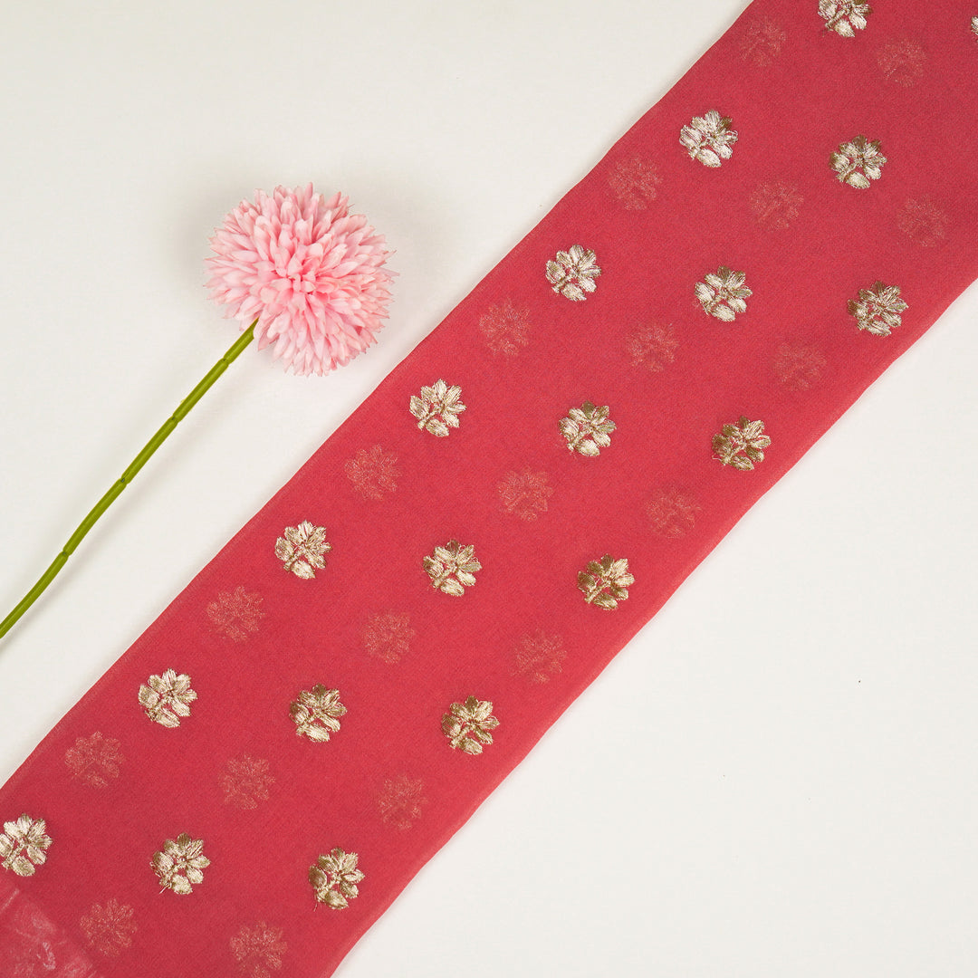 Luma Buti on Tomato Semi Georgette Embroidered Fabric
