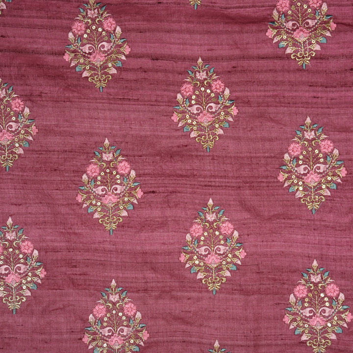 Chaukhamba Buta On Plum Tussar Silk
