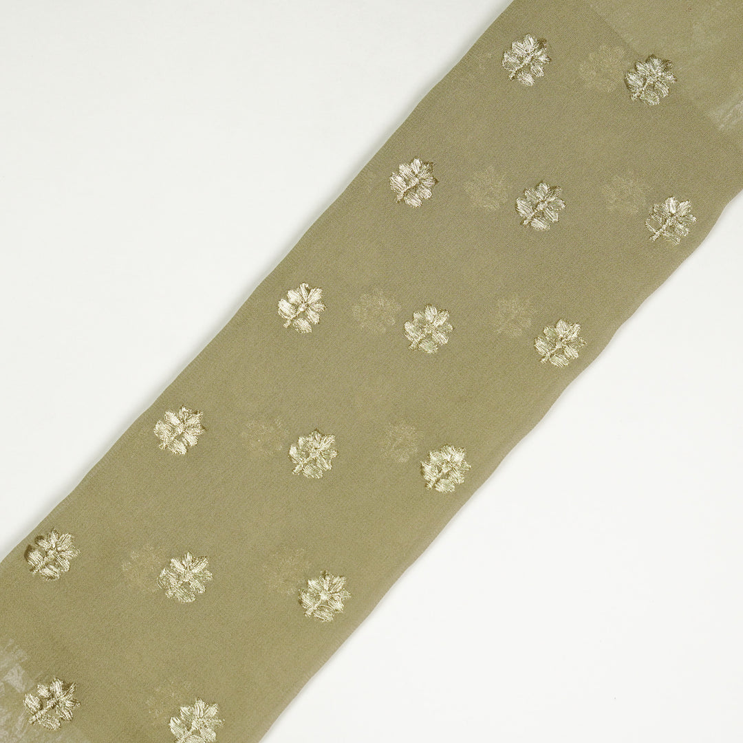 Luma Buti on Light Mouse Semi Georgette Embroidered Fabric