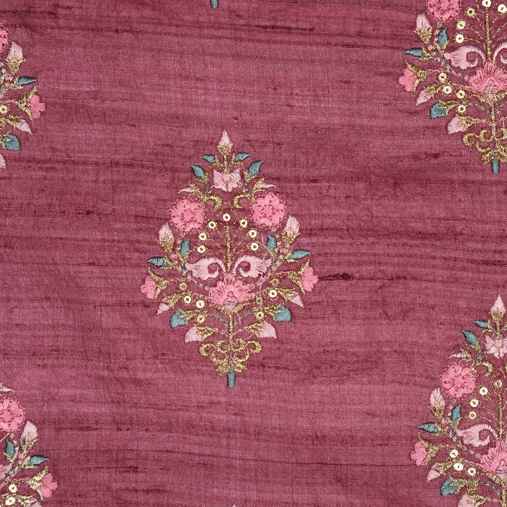 Chaukhamba Buta On Plum Tussar Silk