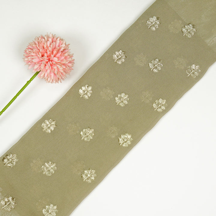 Luma Buti on Light Mouse Semi Georgette Embroidered Fabric