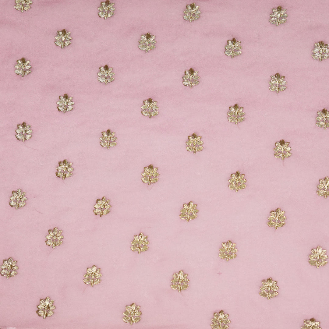 Luma Buti on Lilac Semi Georgette Embroidered Fabric