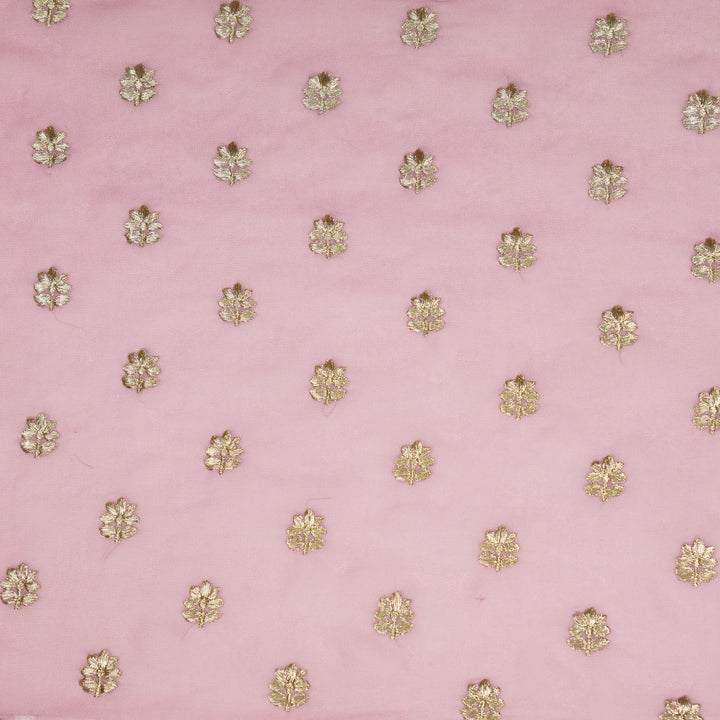 Luma Buti on Lilac Semi Georgette Embroidered Fabric