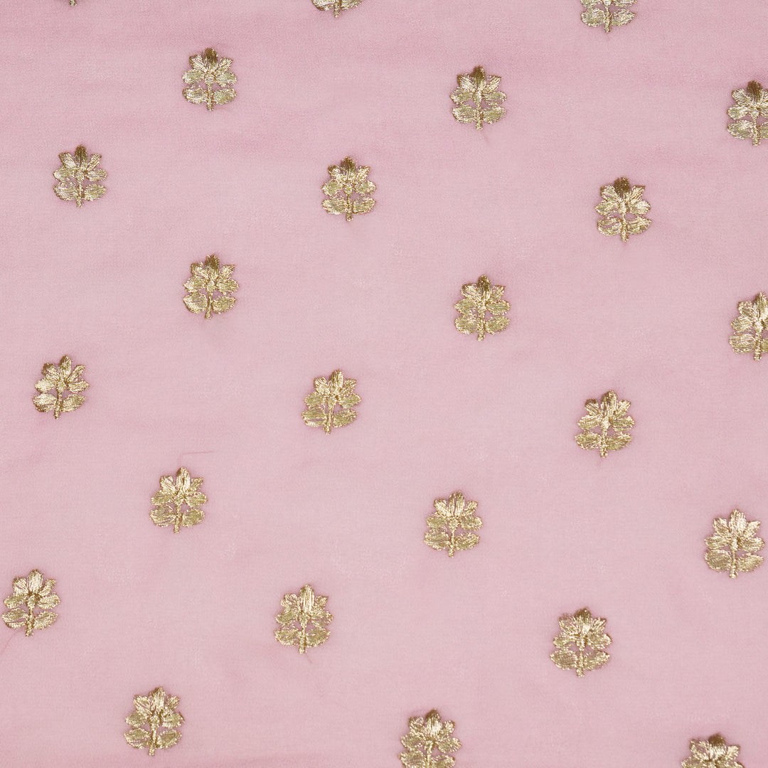 Luma Buti on Lilac Semi Georgette Embroidered Fabric