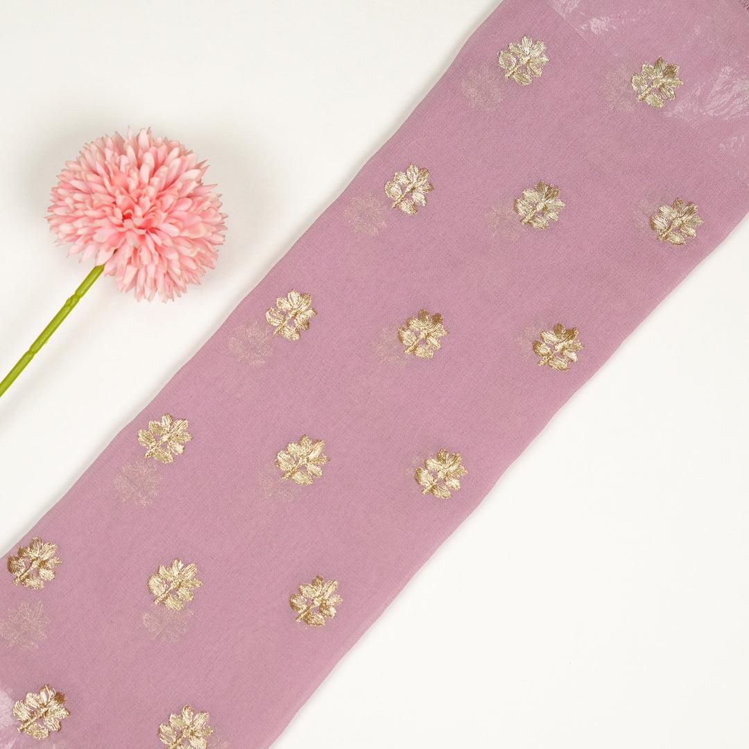 Luma Buti on Lilac Semi Georgette Embroidered Fabric
