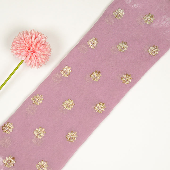 Luma Buti on Lilac Semi Georgette Embroidered Fabric