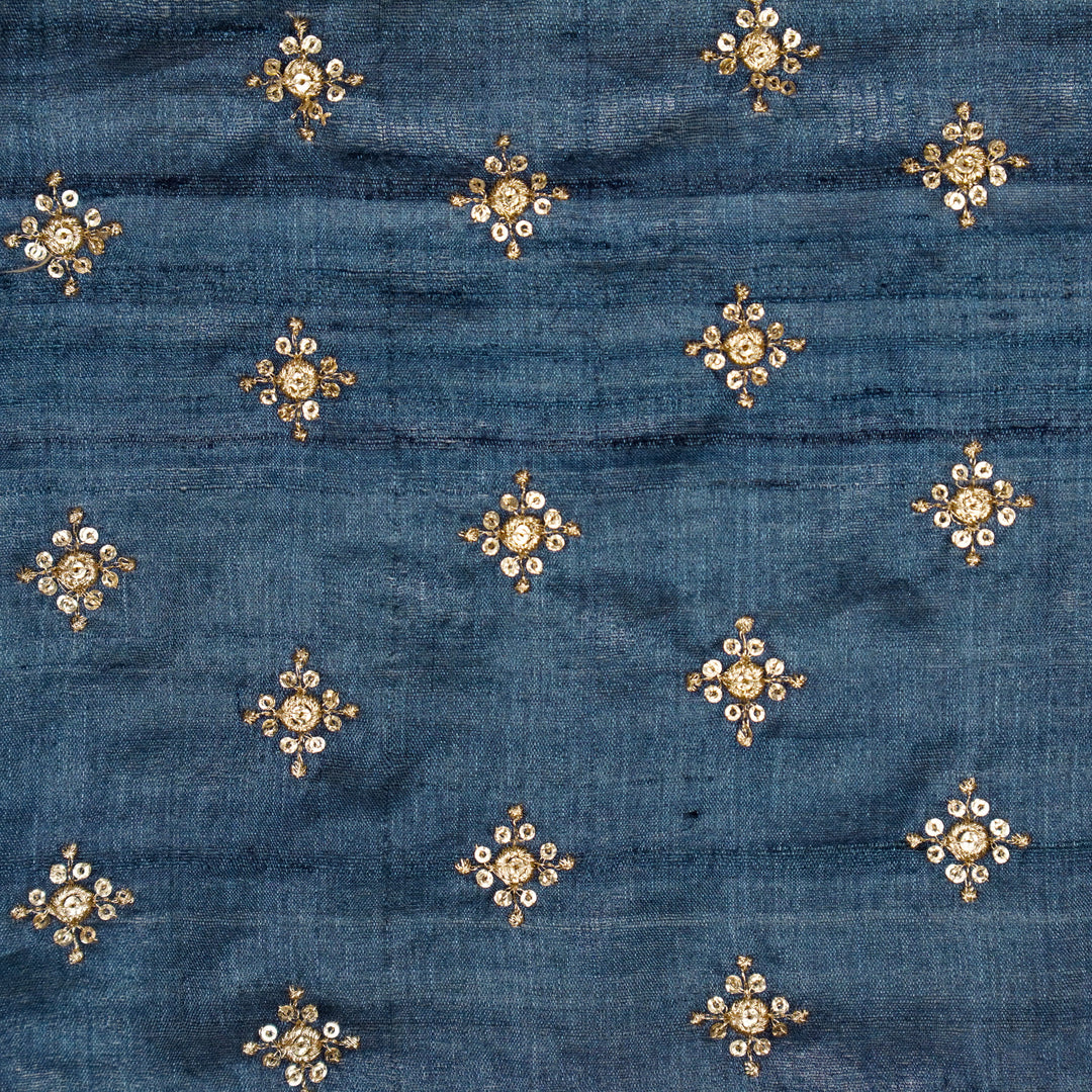 Mizaazi Buti on Prussian Blue Tussar Silk