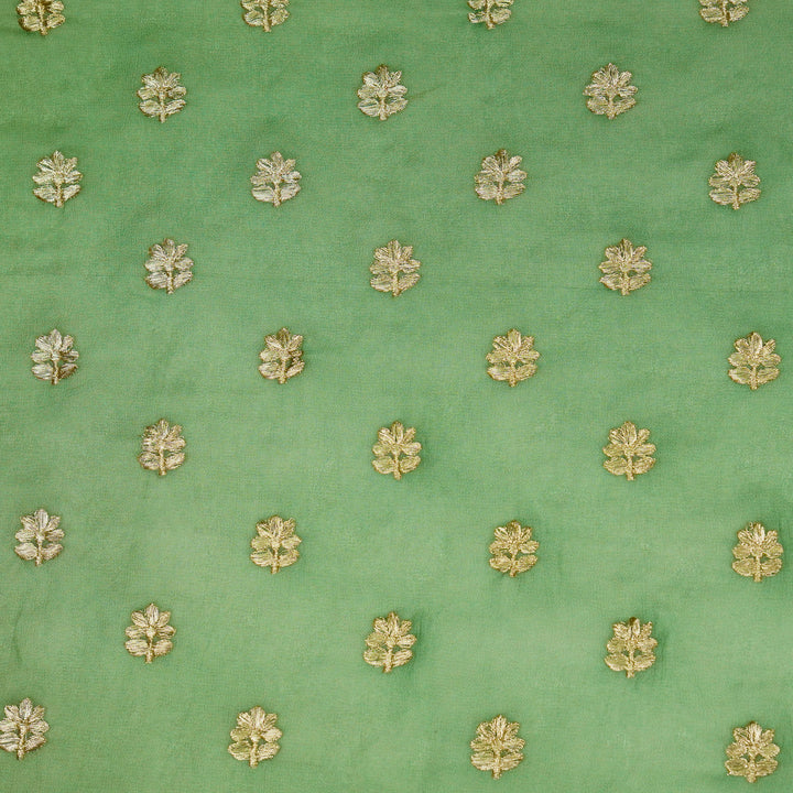 Luma Buti on Leaf Green Semi Georgette Embroidered Fabric
