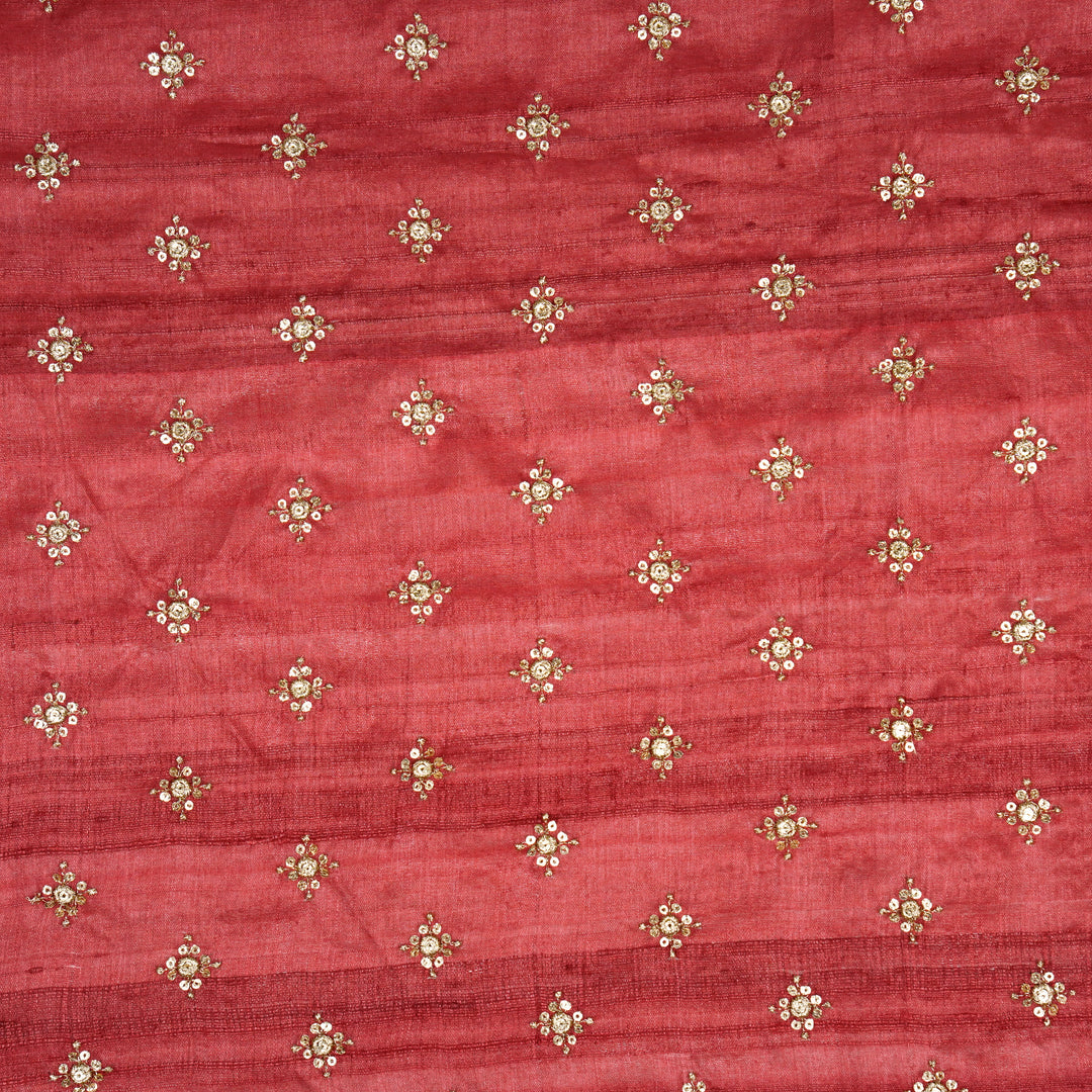 Mizaazi Buti on Crimson Red Tussar Silk