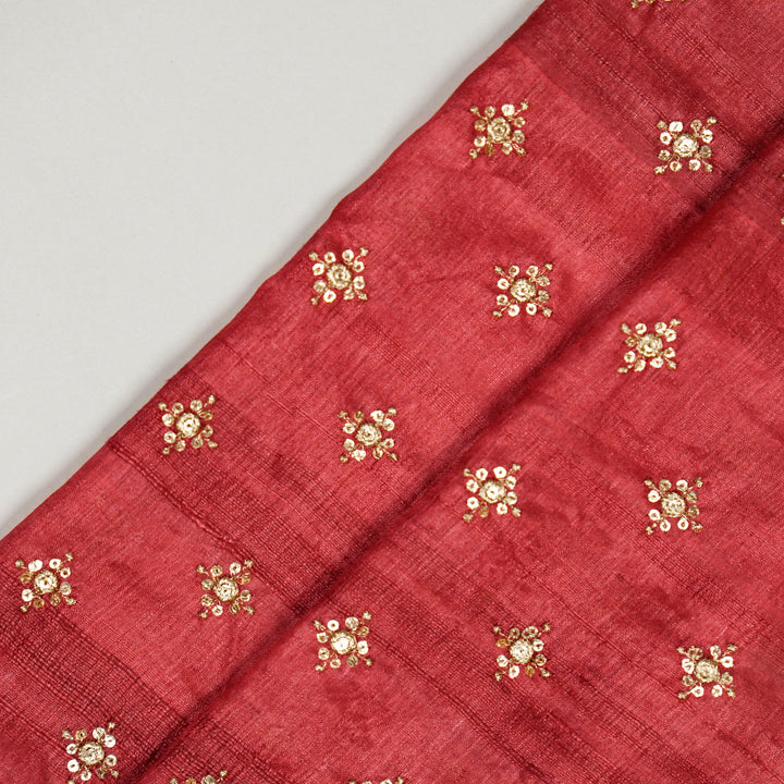 Mizaazi Buti on Crimson Red Tussar Silk