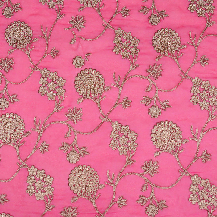 Glida Jaal on Fuxia Semi Georgette Embroidered Fabric