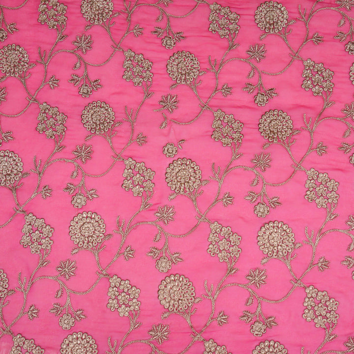 Glida Jaal on Fuxia Semi Georgette Embroidered Fabric