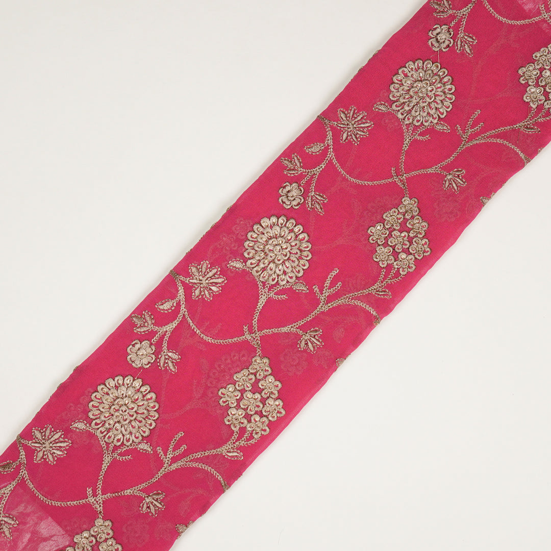Glida Jaal on Fuxia Semi Georgette Embroidered Fabric