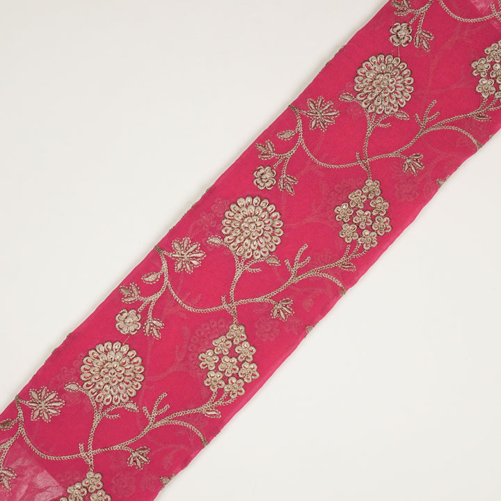 Glida Jaal on Fuxia Semi Georgette Embroidered Fabric