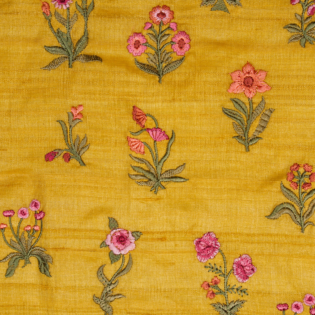 Vasundhara Floral Butas on Gold Tussar Silk