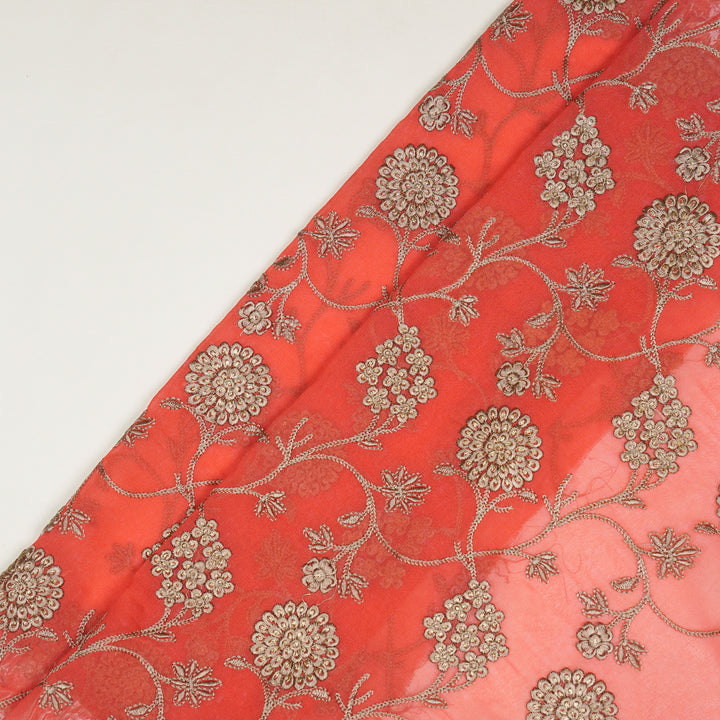 Glida Jaal on Tomato Semi Georgette Embroidered Fabric