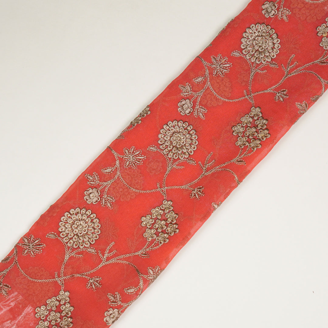 Glida Jaal on Tomato Semi Georgette Embroidered Fabric