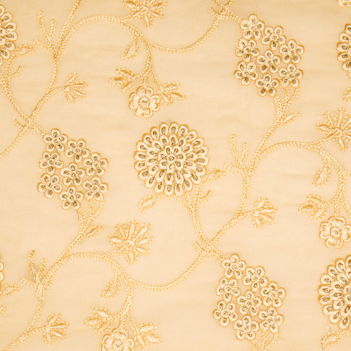 Glida Jaal on Light Beige Semi Georgette Embroidered Fabric
