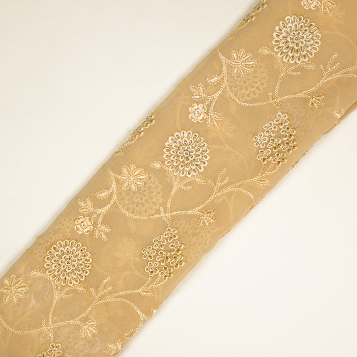 Glida Jaal on Light Beige Semi Georgette Embroidered Fabric