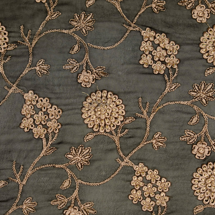 Glida Jaal on Black Semi Georgette Embroidered Fabric