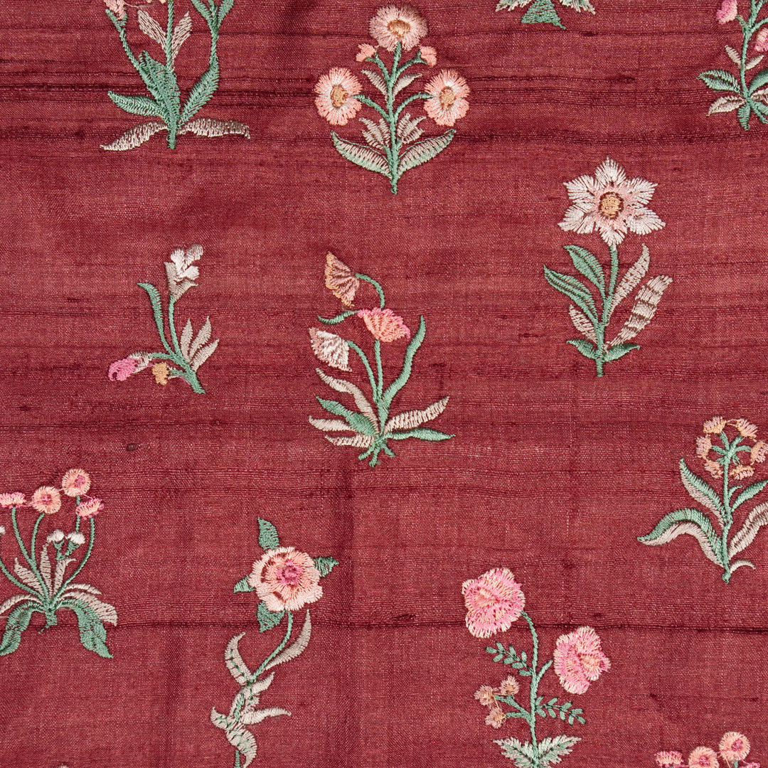 Vasundhara Floral Butas on Wine Tussar Silk