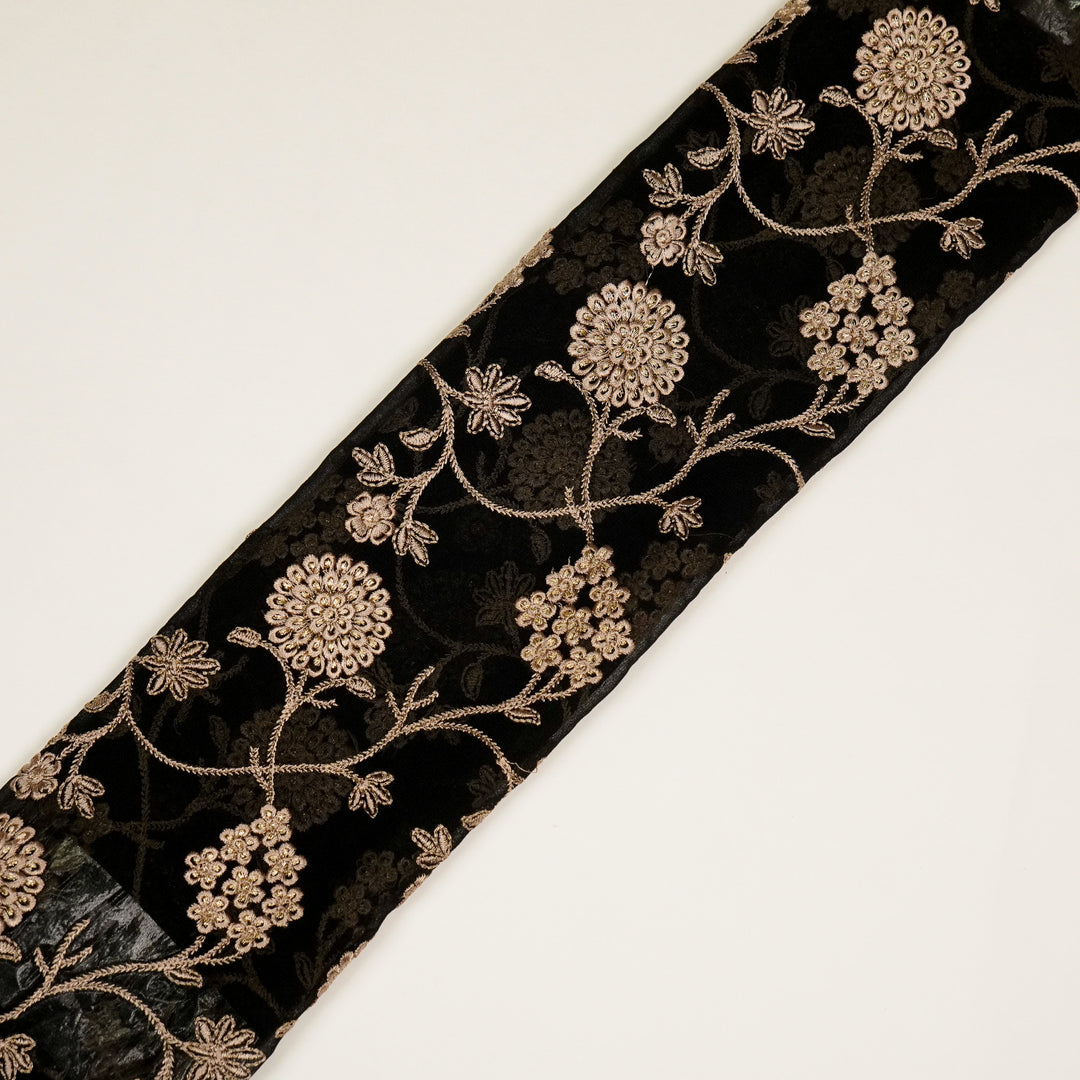 Glida Jaal on Black Semi Georgette Embroidered Fabric