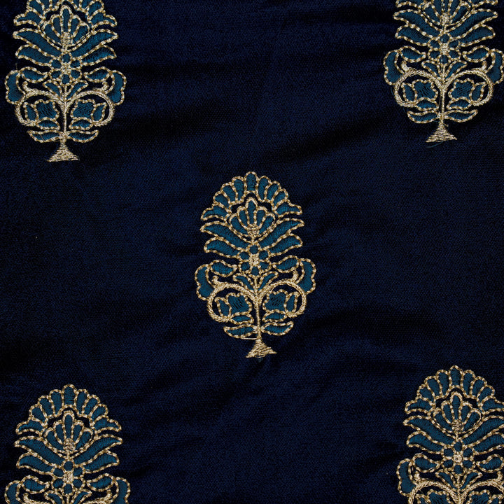 Ansaar Buta On Navy Blue Velvet Embroidered Fabric