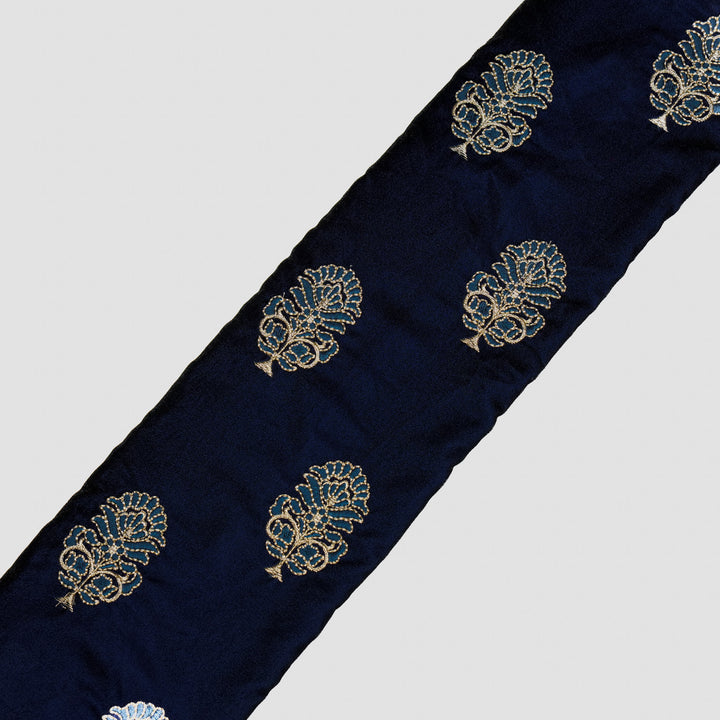 Ansaar Buta On Navy Blue Velvet Embroidered Fabric